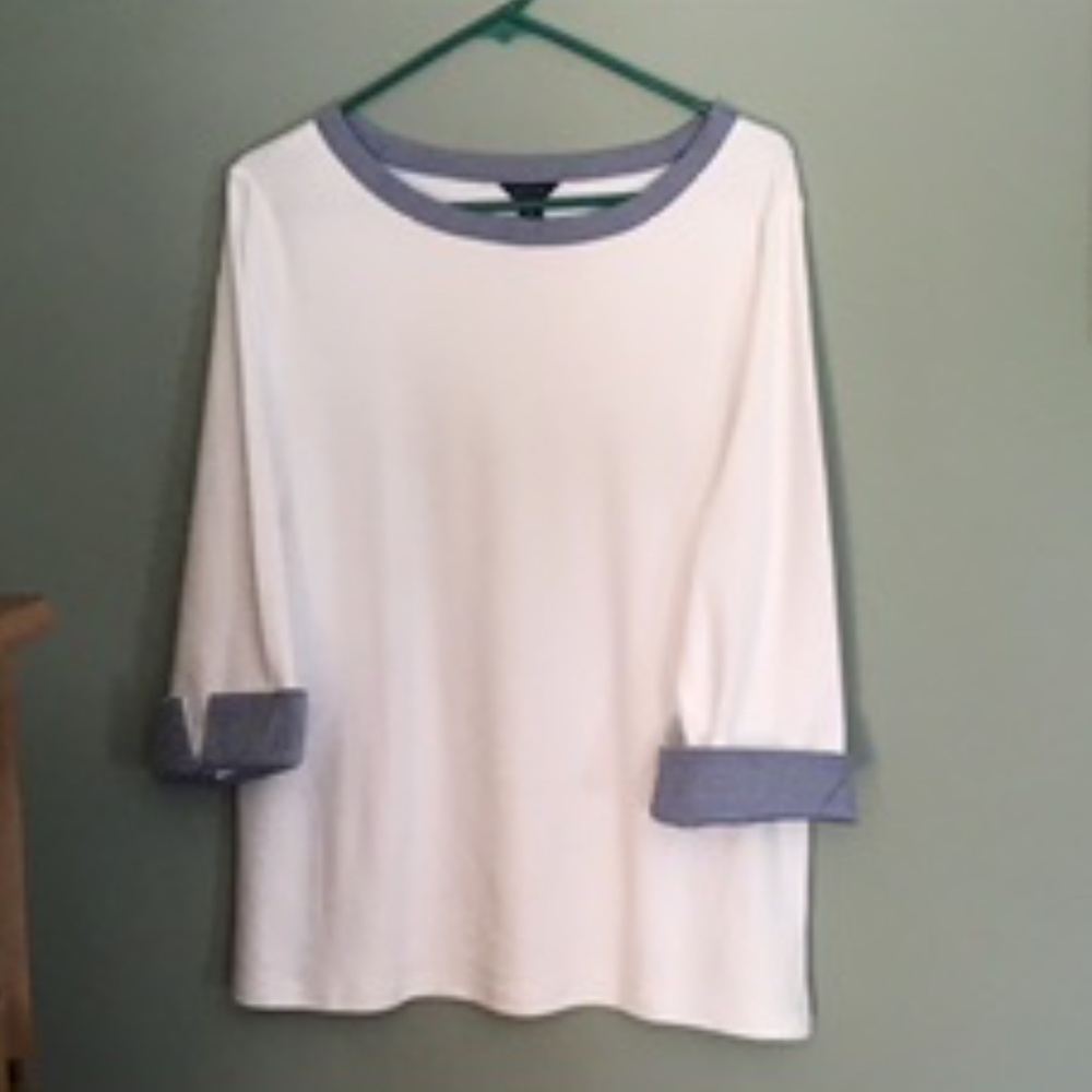 Nautica, Woman's Top, 3/4 Sleeves, White, NWOT, XL